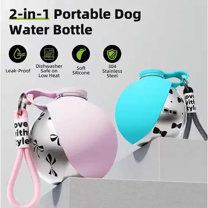 Stainless Steel Water Bottle Outdoor Dog Walking Folding Portable Water Cup with Lanyard Hook Leakproof Dog Water Drink Bottle Dog Accessories