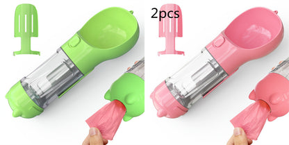 Pet Water Bottle Feeder Bowl Garbage Bag Storage Portable Pet Outdoor Travel 3 in 1 Dog Water Bottle