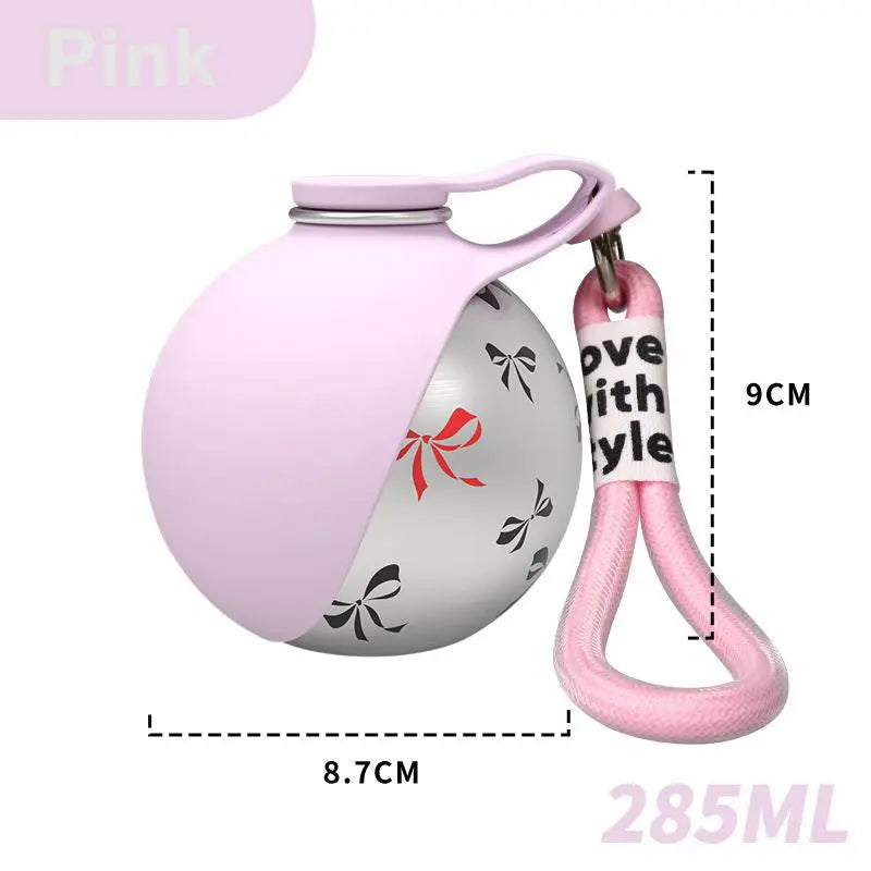 Stainless Steel Water Bottle Outdoor Dog Walking Folding Portable Water Cup with Lanyard Hook Leakproof Dog Water Drink Bottle Dog Accessories