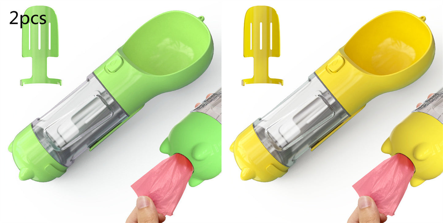 Pet Water Bottle Feeder Bowl Garbage Bag Storage Portable Pet Outdoor Travel 3 in 1 Dog Water Bottle
