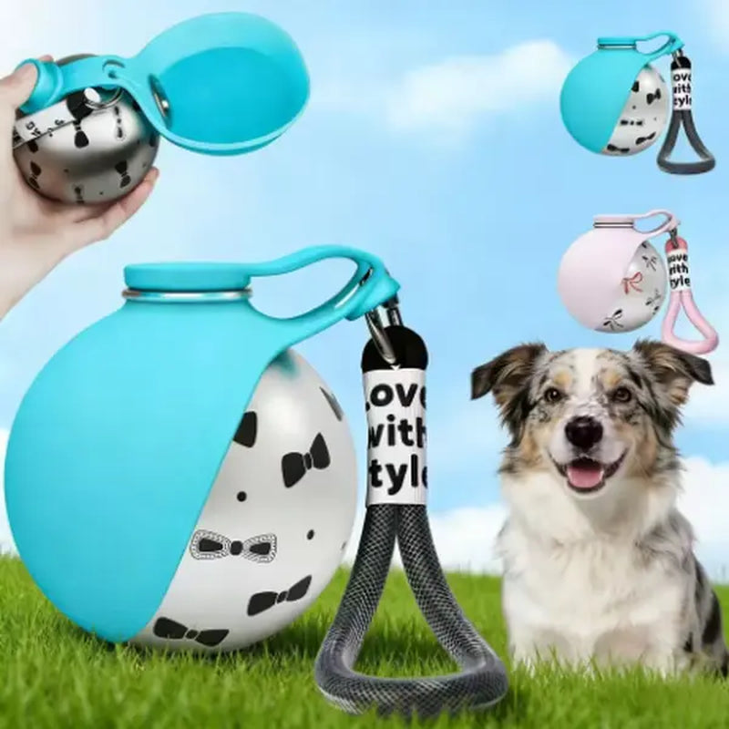 Stainless Steel Water Bottle Outdoor Dog Walking Folding Portable Water Cup with Lanyard Hook Leakproof Dog Water Drink Bottle Dog Accessories
